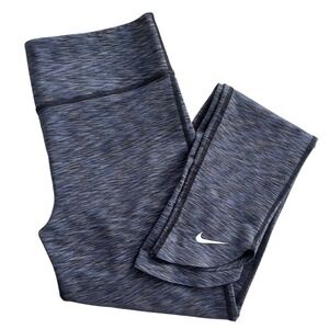 Nike Girl L Blue Gray Space Dye Athletic Dri Fit One Training Legging Tulip Cuff